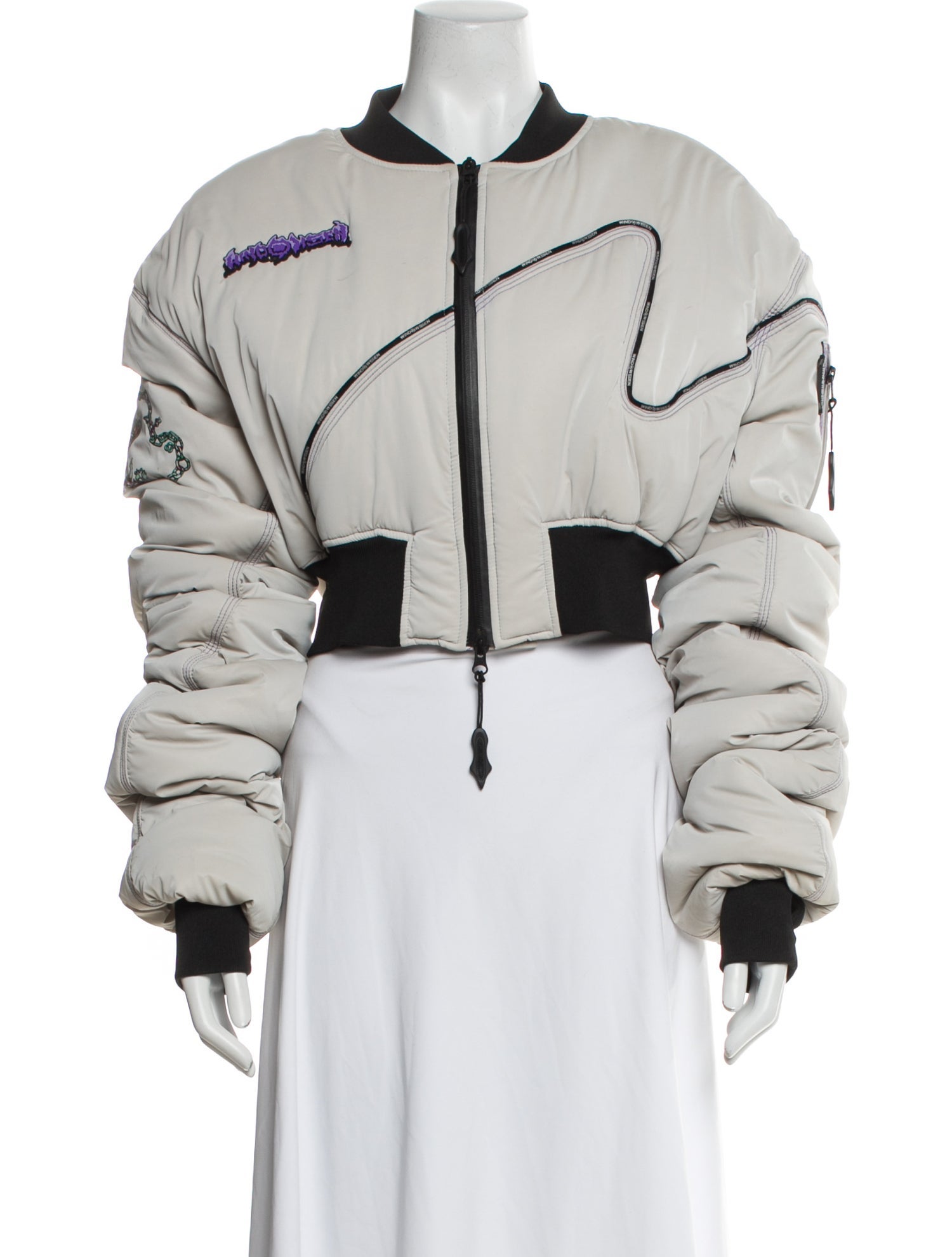 Windowsen Graphic Print Bomber Jacket