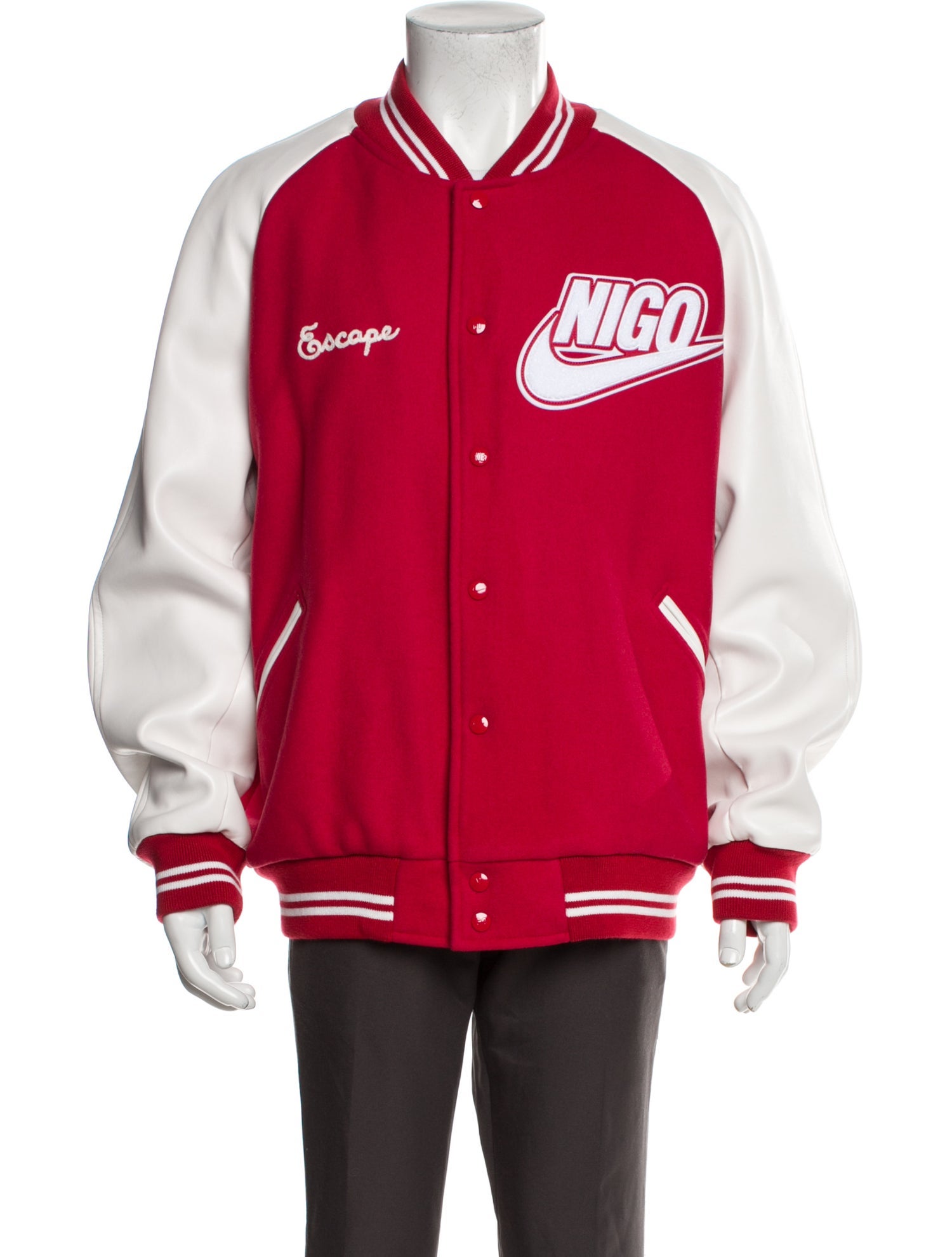 Nike x Nigo Wool Colorblock Pattern Varsity Jacket w/ Tags - Red