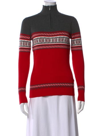 Pre-owned Niløs Patterned Mock Neck Sweater In Red