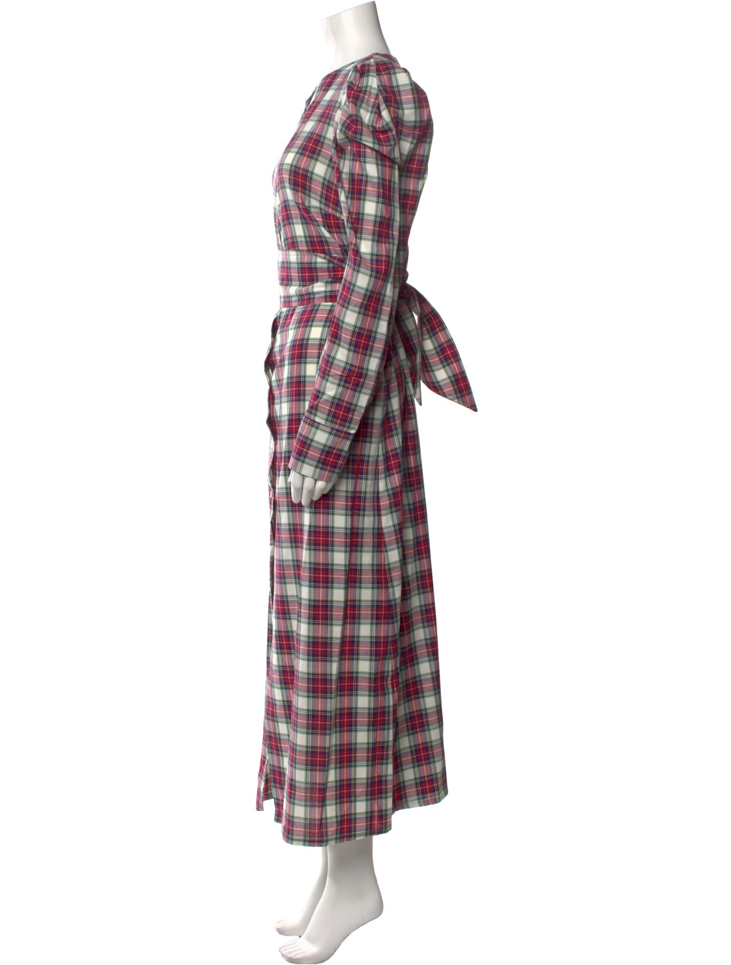Nina Blanc Plaid Print Long Dress w/ Tags