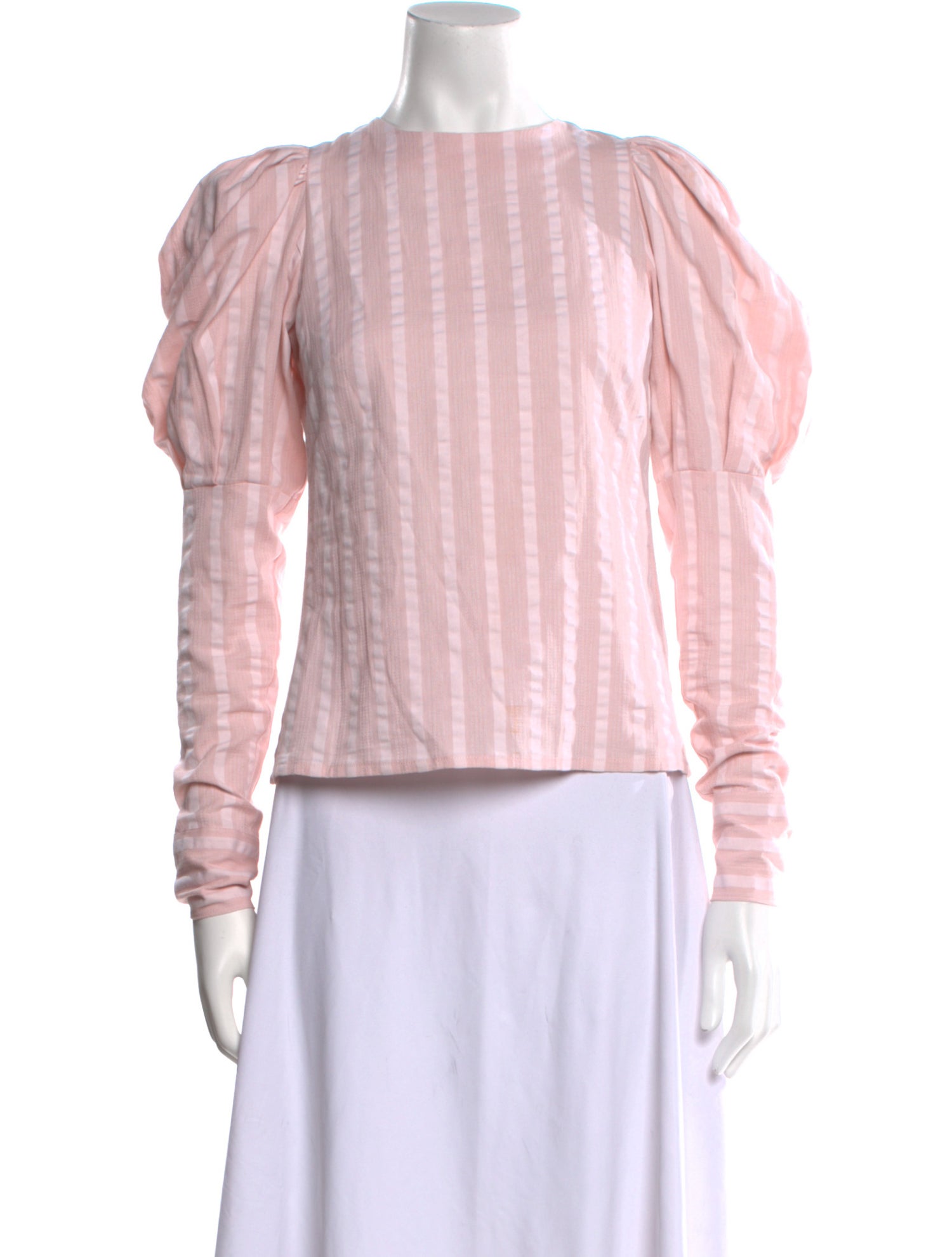 Nina Blanc Striped Crew Neck Top