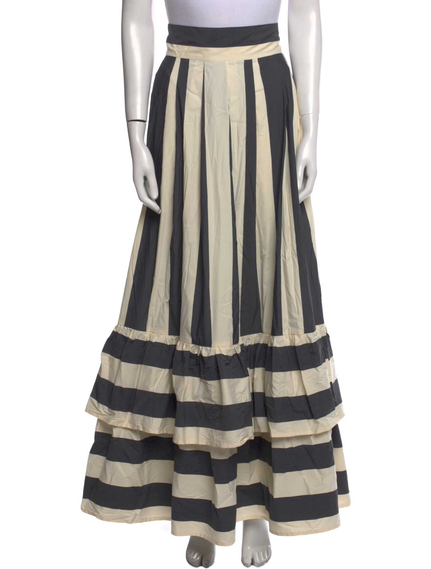 Nina Blanc Striped Long Skirt