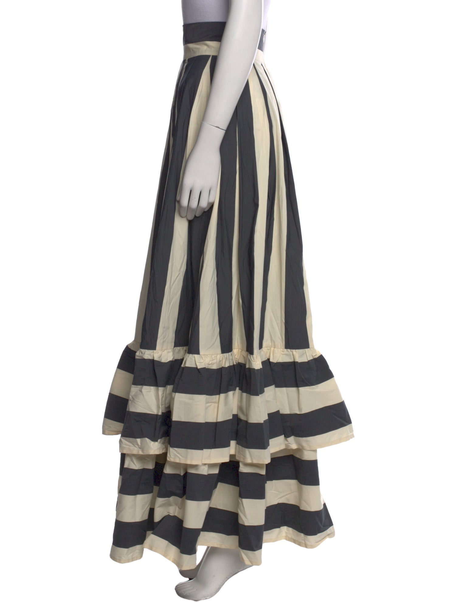 Nina Blanc Striped Long Skirt