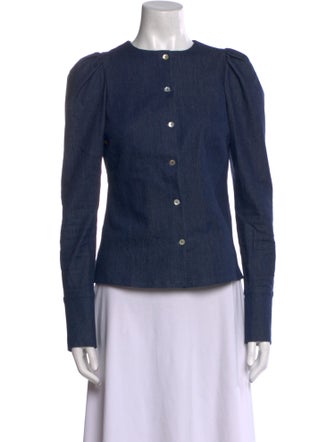 Nina Blanc Crew Neck Long Sleeve Button-Up Top