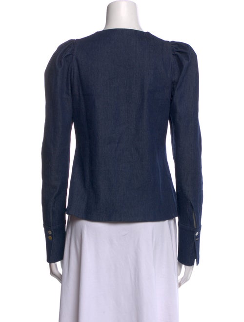 Nina Blanc Crew Neck Long Sleeve Button-Up Top