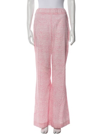 Nina Blanc Floral Print Wide Leg Pants