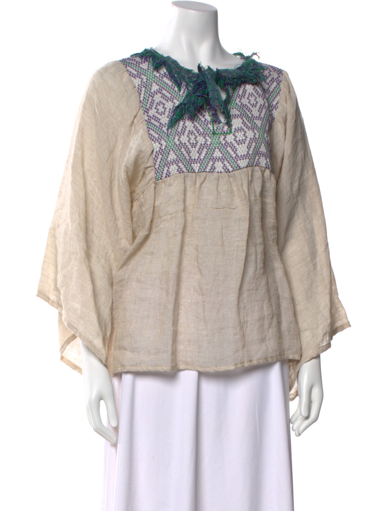 Nina Leuca Linen Scoop Neck Blouse