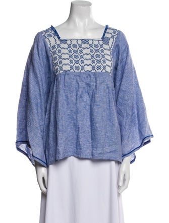 Nina Leuca Linen Patterned Blouse