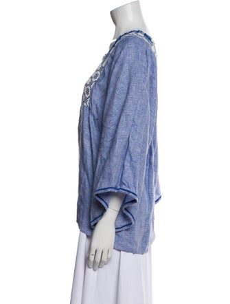 Nina Leuca Linen Patterned Blouse