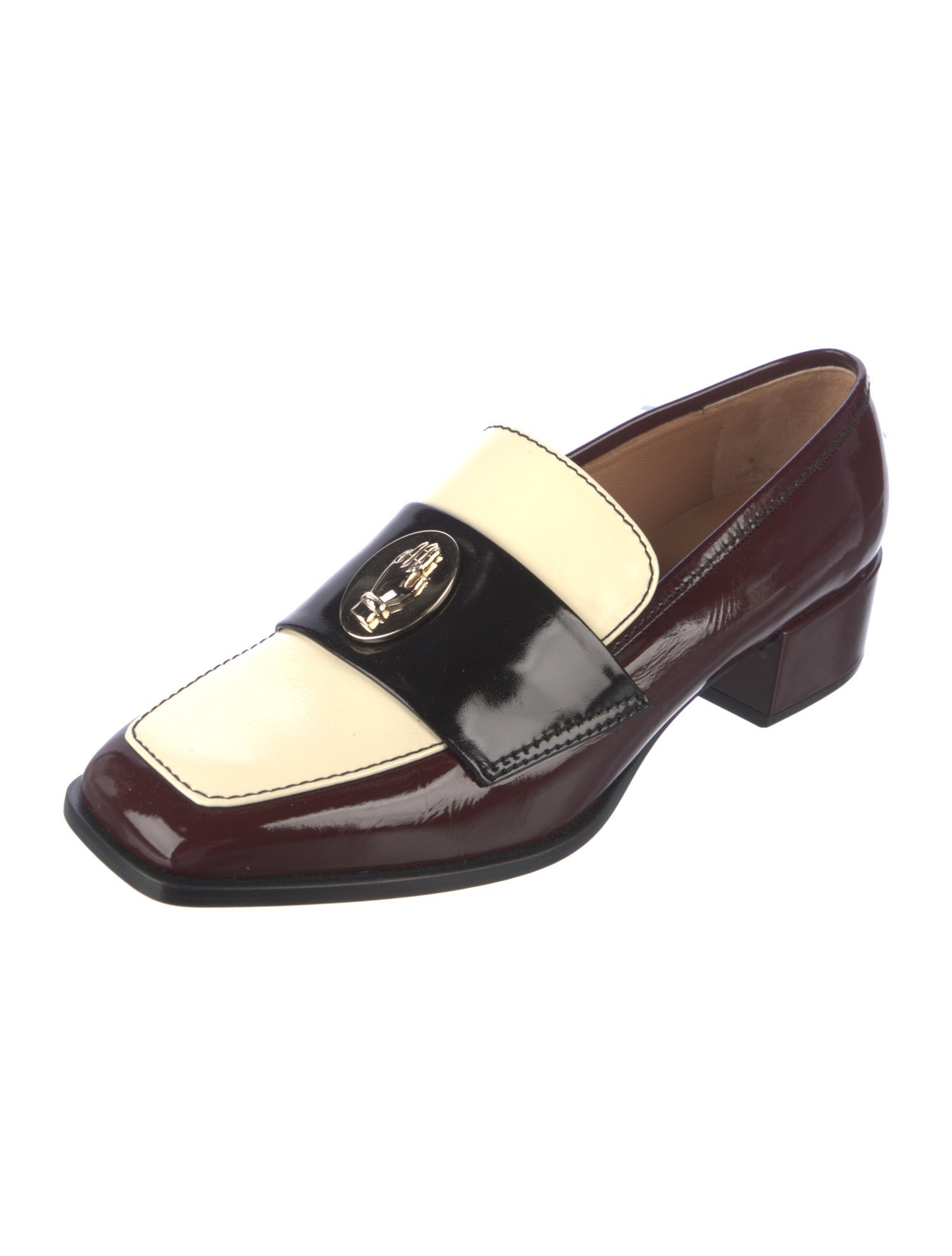 Nomasei Leather Colorblock Pattern Pumps