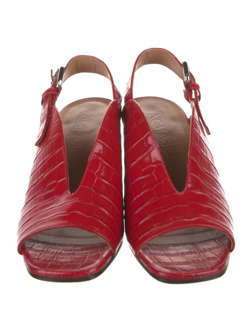 Nomasei Embossed Leather Slingback Pumps