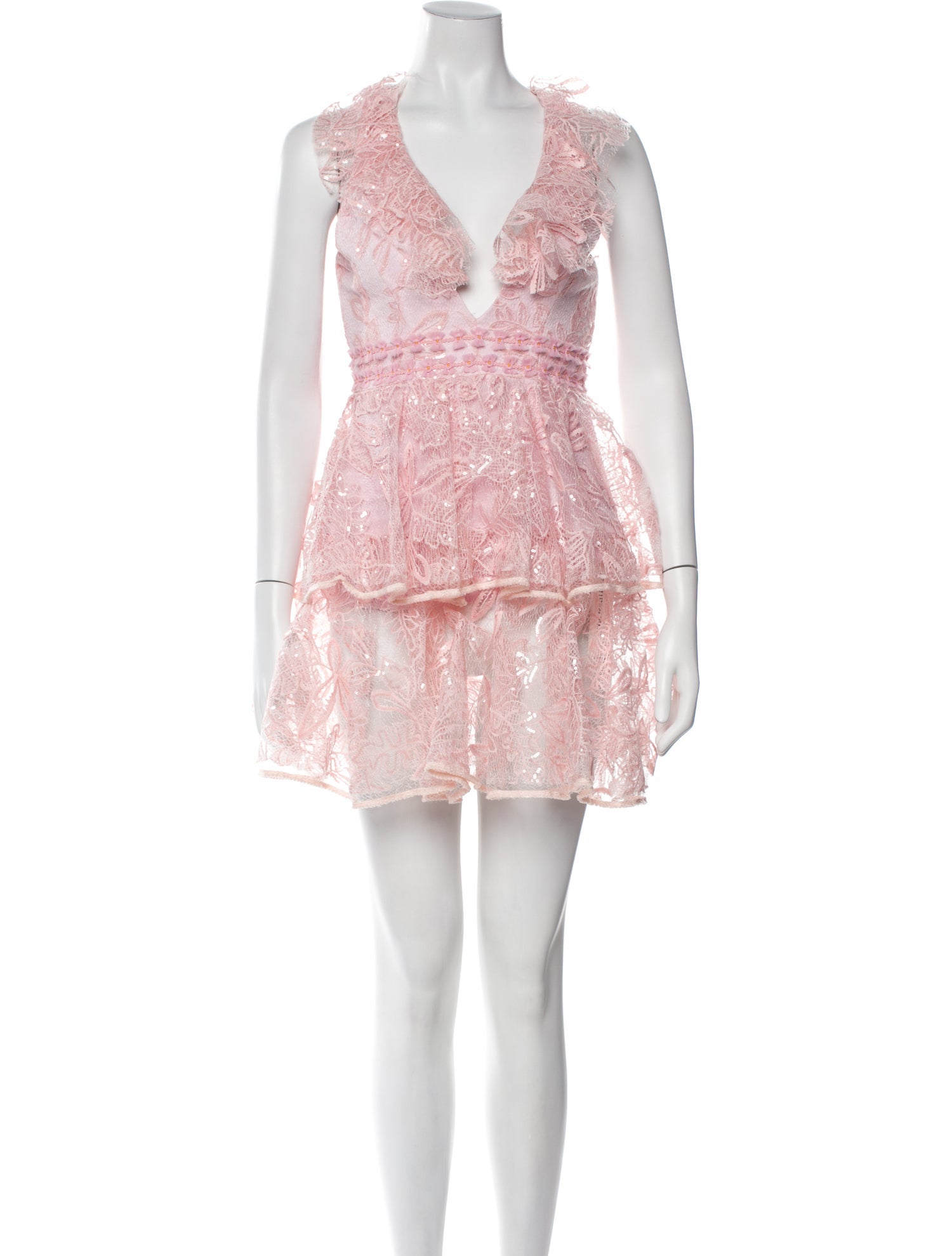 Nicola Finetti Lace Pattern Mini Dress