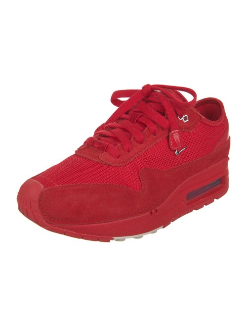 Nike x Jacquemus Air Max 1 University Red and Metallic Silver Athletic Sneakers