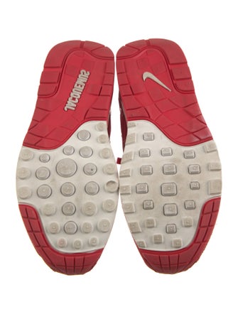 Nike x Jacquemus Air Max 1 University Red and Metallic Silver Athletic Sneakers