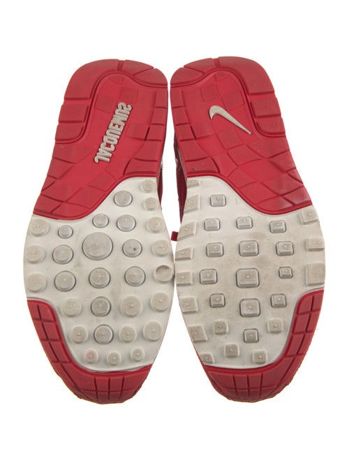 Nike x Jacquemus Air Max 1 University Red and Metallic Silver Athletic Sneakers