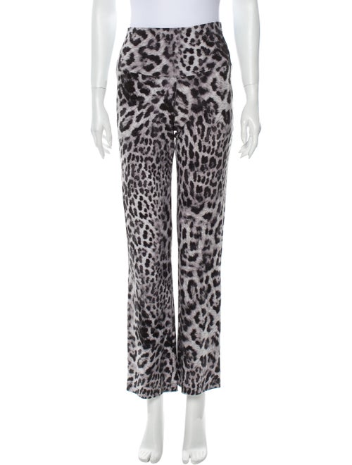 Norma Kamali Animal Print Wide Leg Pants Black