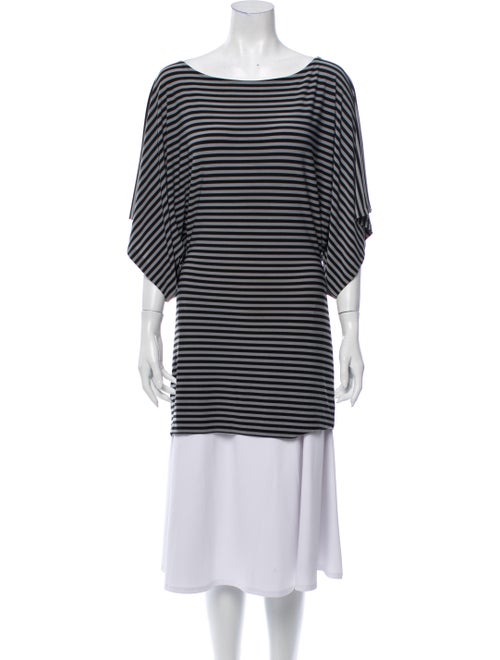 Norma Kamali Striped Bateau Neckline Tunic Grey