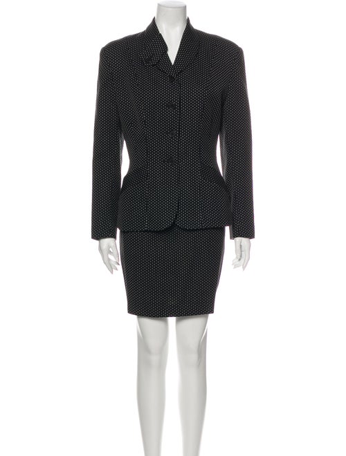Norma Kamali Wool Polka Dot Print Skirt Suit Wool