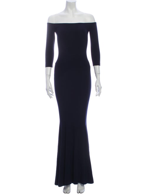 Norma Kamali Off-The-Shoulder Long Dress Blue