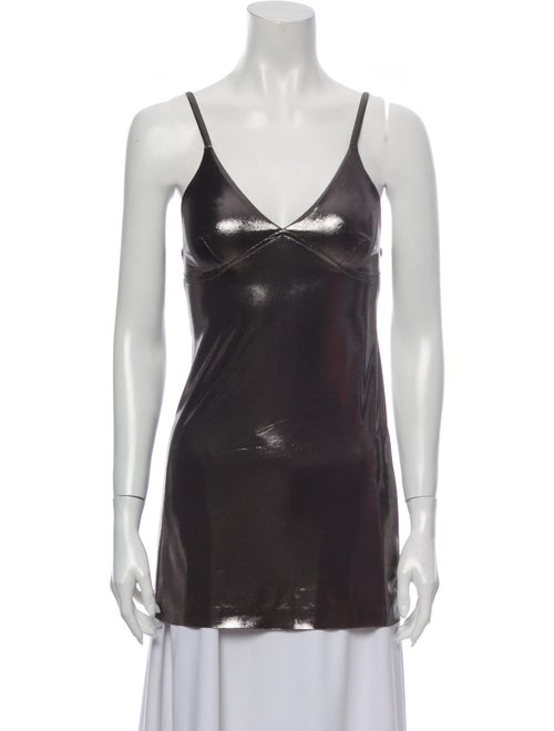 Norma Kamali V-Neck Sleeveless Top Metallic