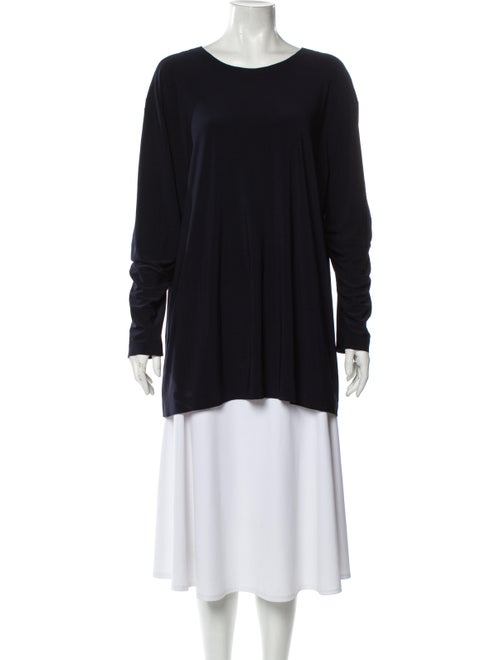 Norma Kamali Crew Neck Long Sleeve Top Blue