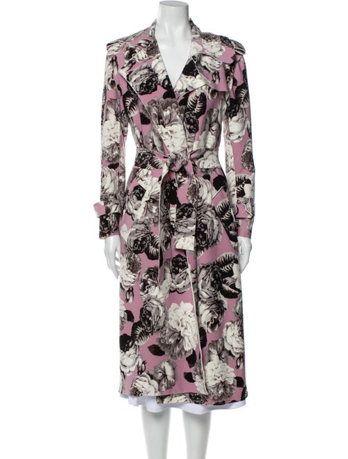 Norma Kamali Floral Print Trench Coat Purple