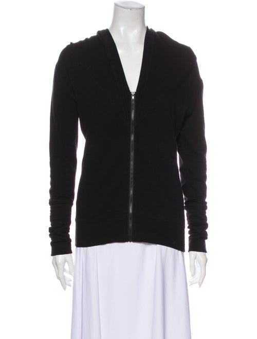 Norma Kamali V-Neck Long Sleeve Sweatshirt Black