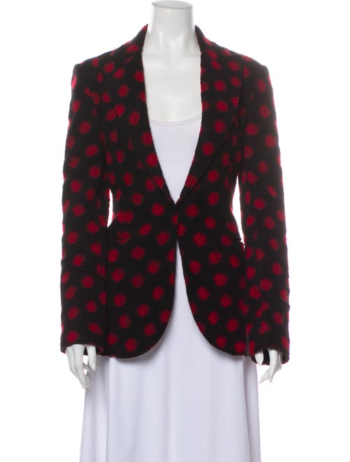 Norma Kamali Wool Polka Dot Print Blazer Wool