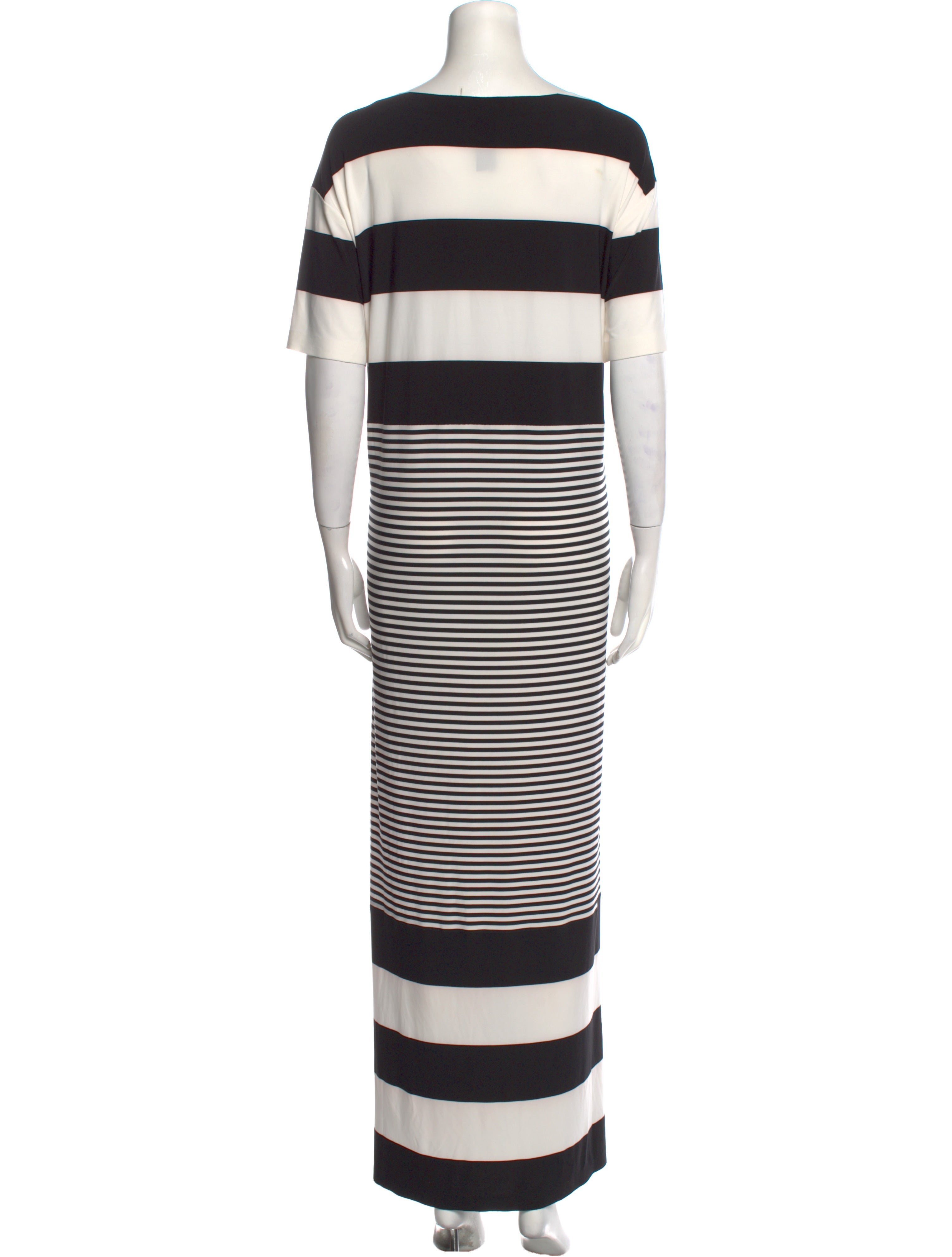 long sleeve black and white striped maxi dress Mew Mews Duwayne Long Sleeve Knitted Maxi Dress