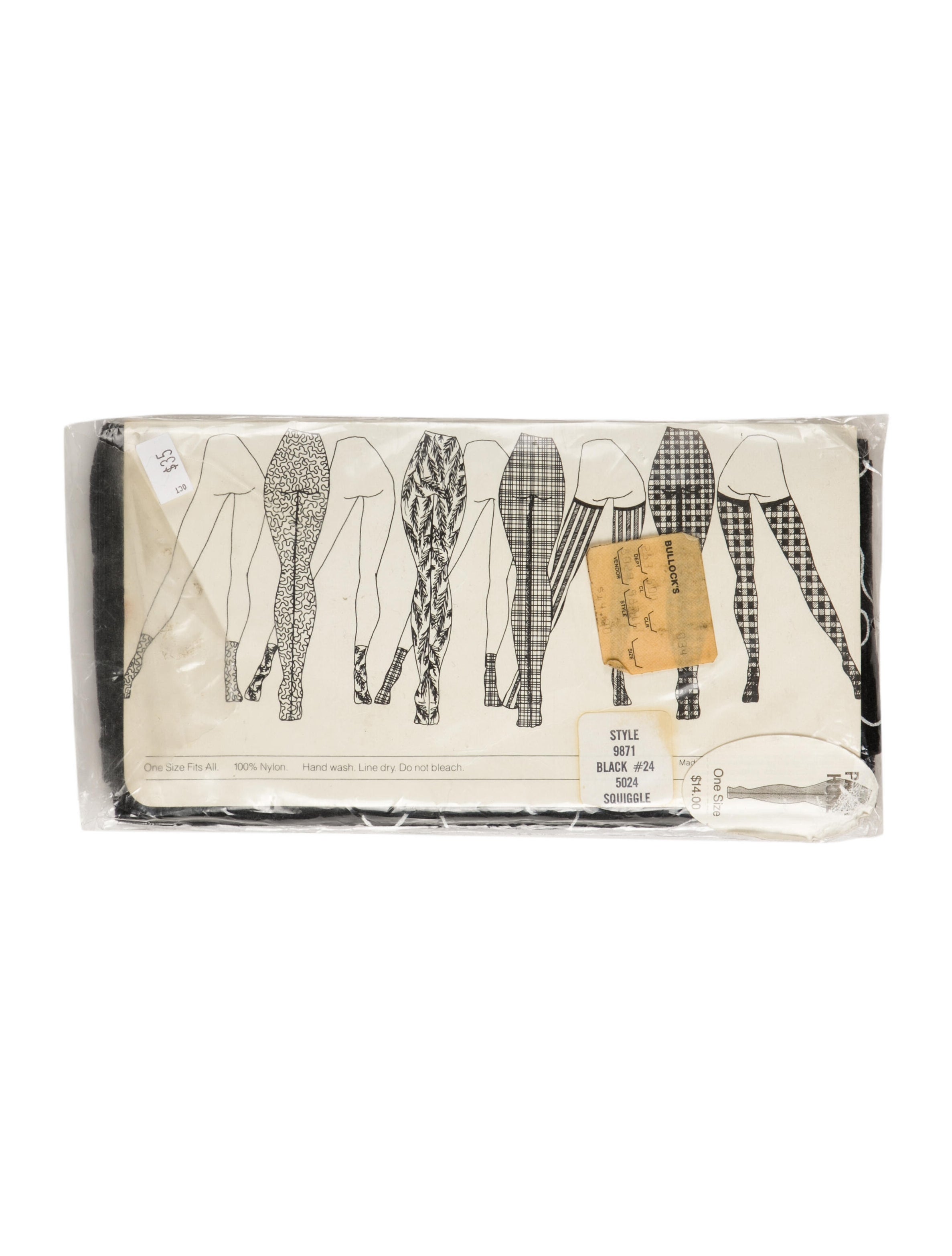 Norma Kamali Vintage Squiggle Print Tights w/ Tags