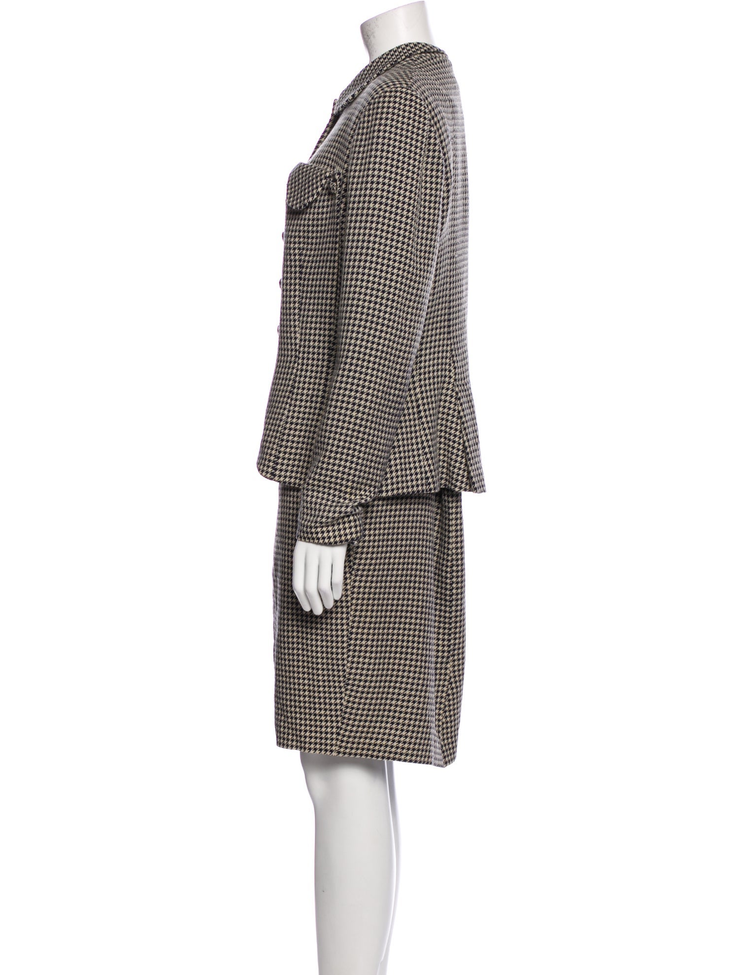 Norma Kamali Houndstooth Print Skirt Suit