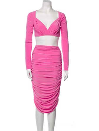 Norma Kamali Pleated Accents Skirt Set