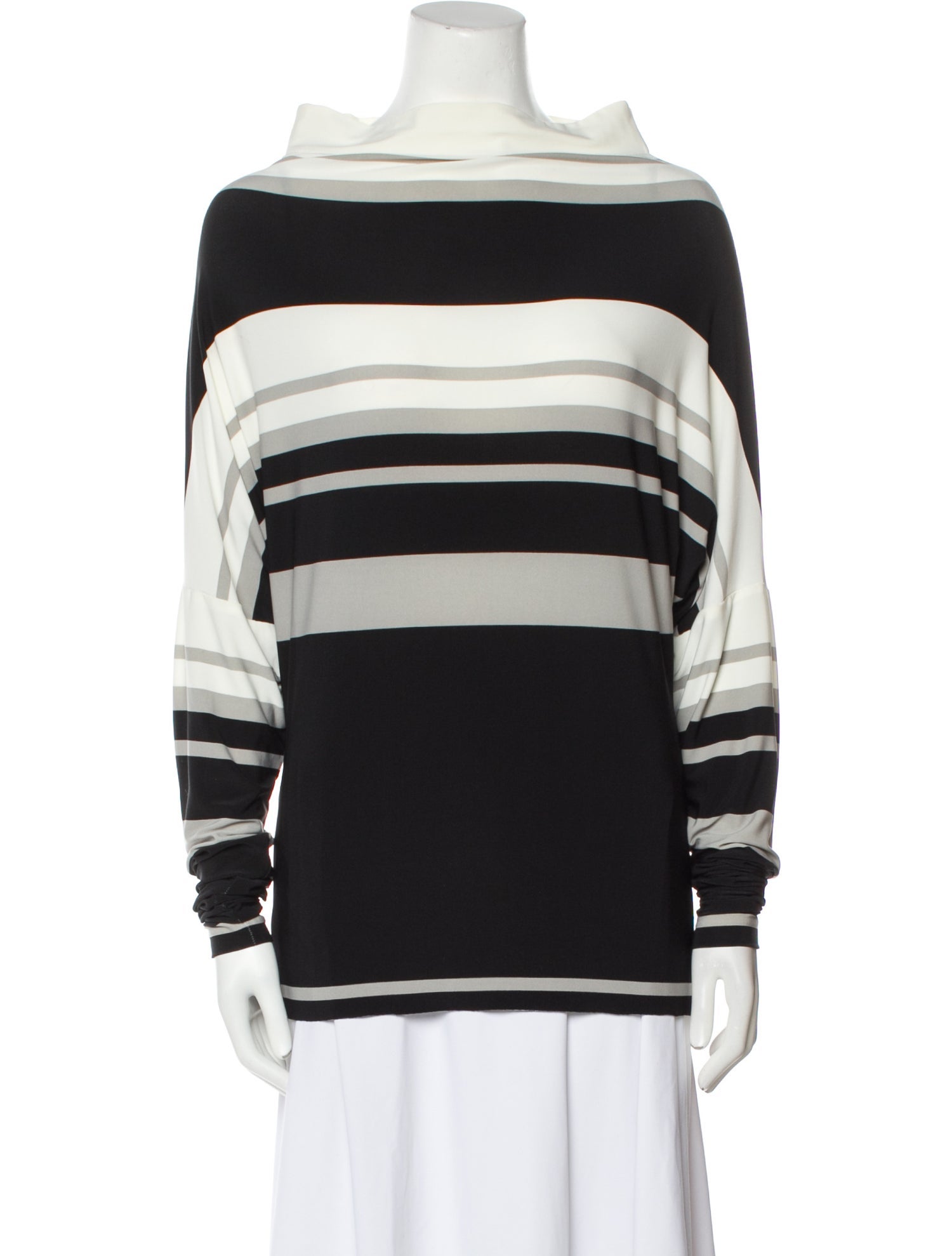 Norma Kamali Striped Mock Neck Sweatshirt