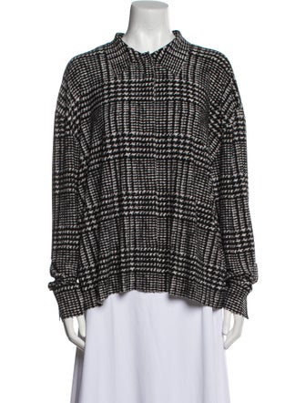 Norma Kamali Tweed Pattern Long Sleeve Button-Up Top