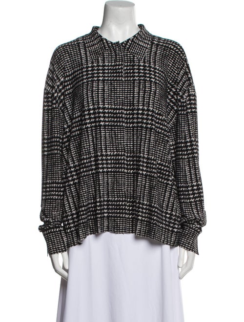Norma Kamali Tweed Pattern Long Sleeve Button-Up Top