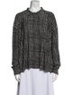 Norma Kamali Tweed Pattern Long Sleeve Button-Up Top