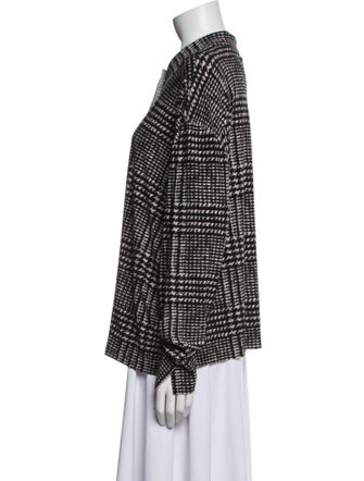 Norma Kamali Tweed Pattern Long Sleeve Button-Up Top