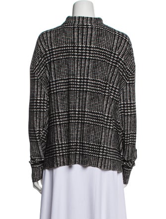 Norma Kamali Tweed Pattern Long Sleeve Button-Up Top