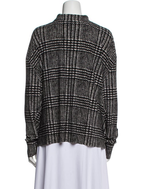 Norma Kamali Tweed Pattern Long Sleeve Button-Up Top