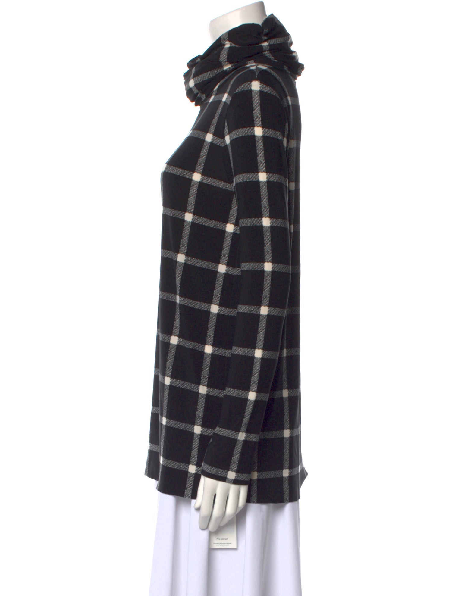 Norma Kamali Plaid Print Turtleneck Top