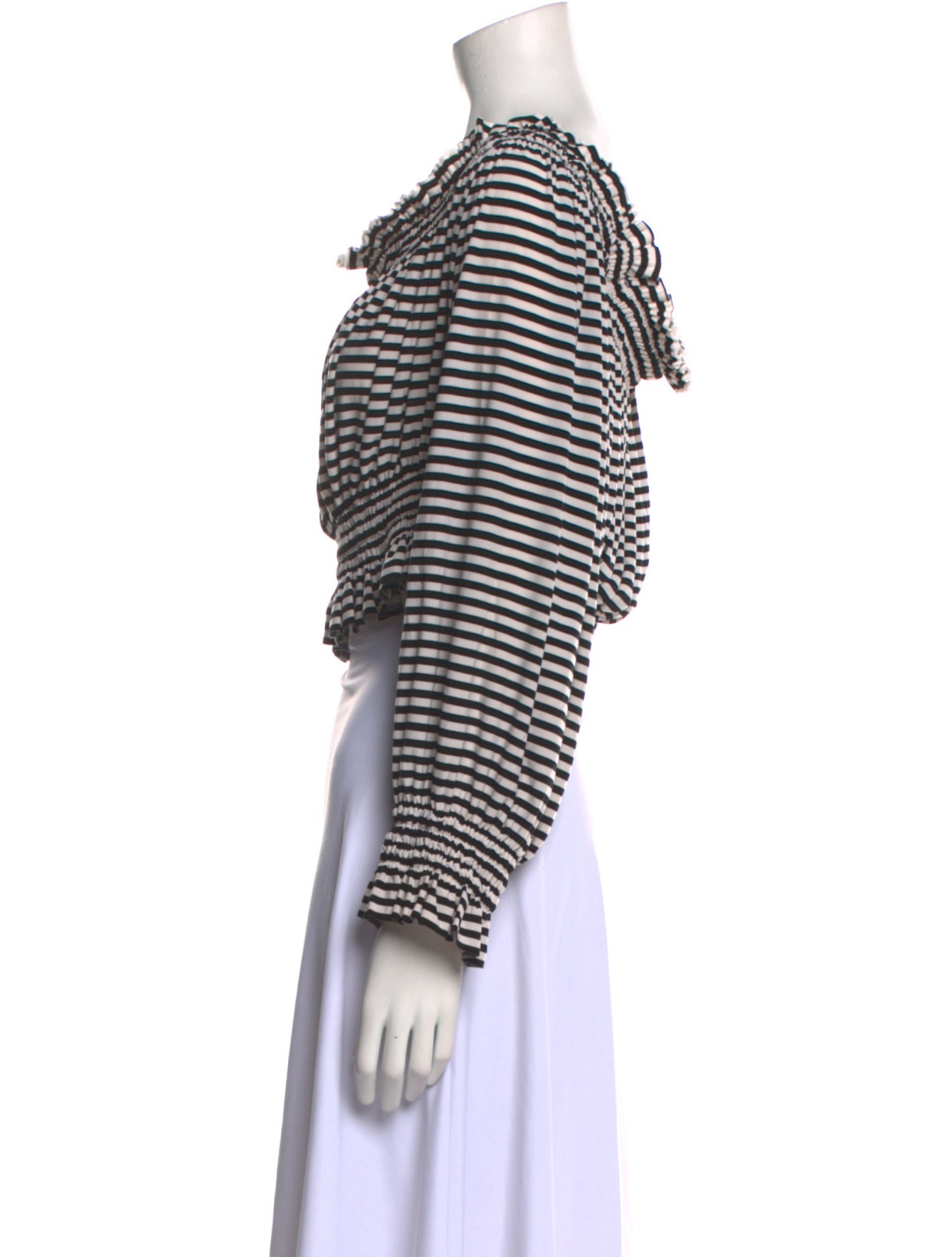 Norma Kamali Striped Cowl Neck Crop Top