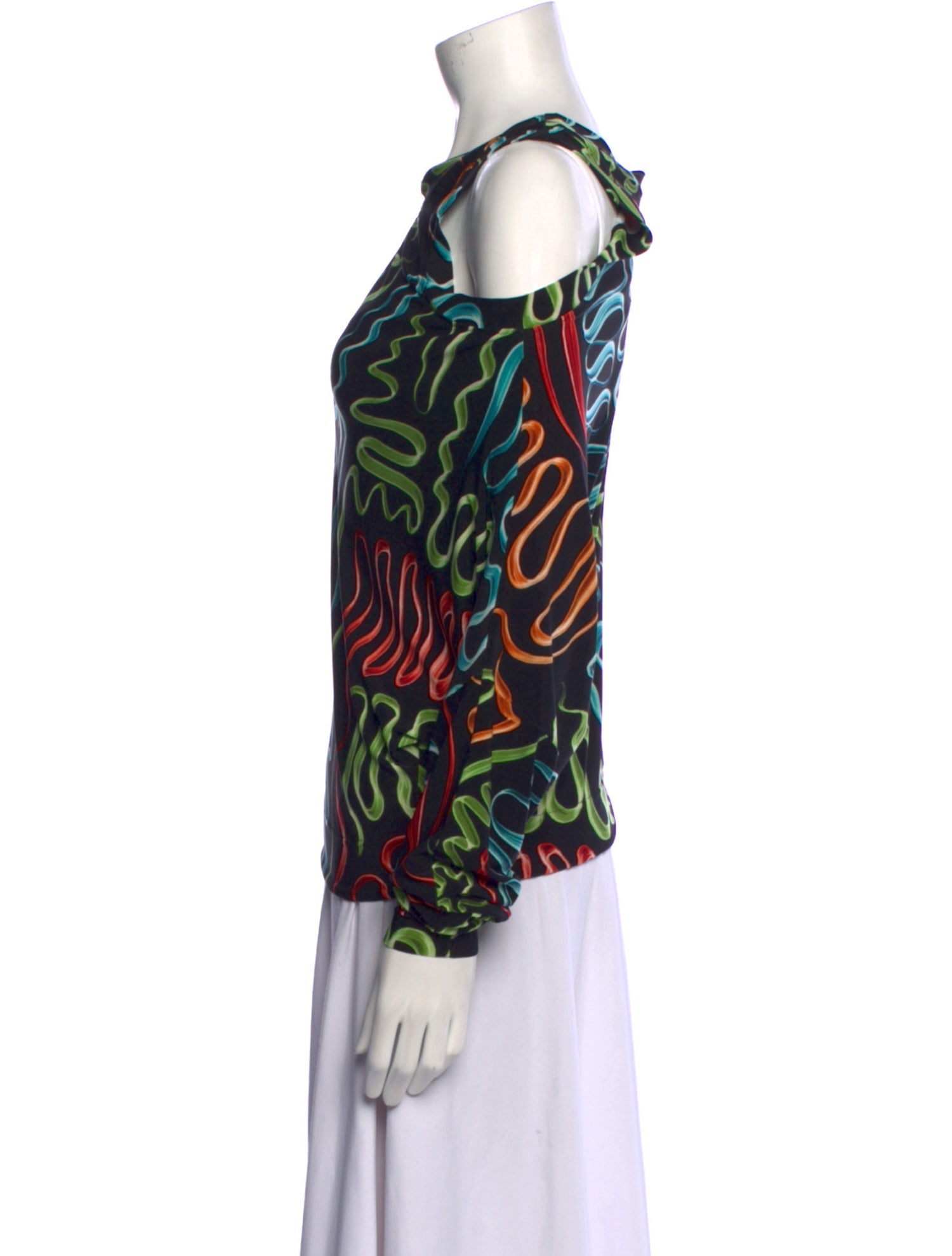 Norma Kamali Printed Bateau Neckline Blouse