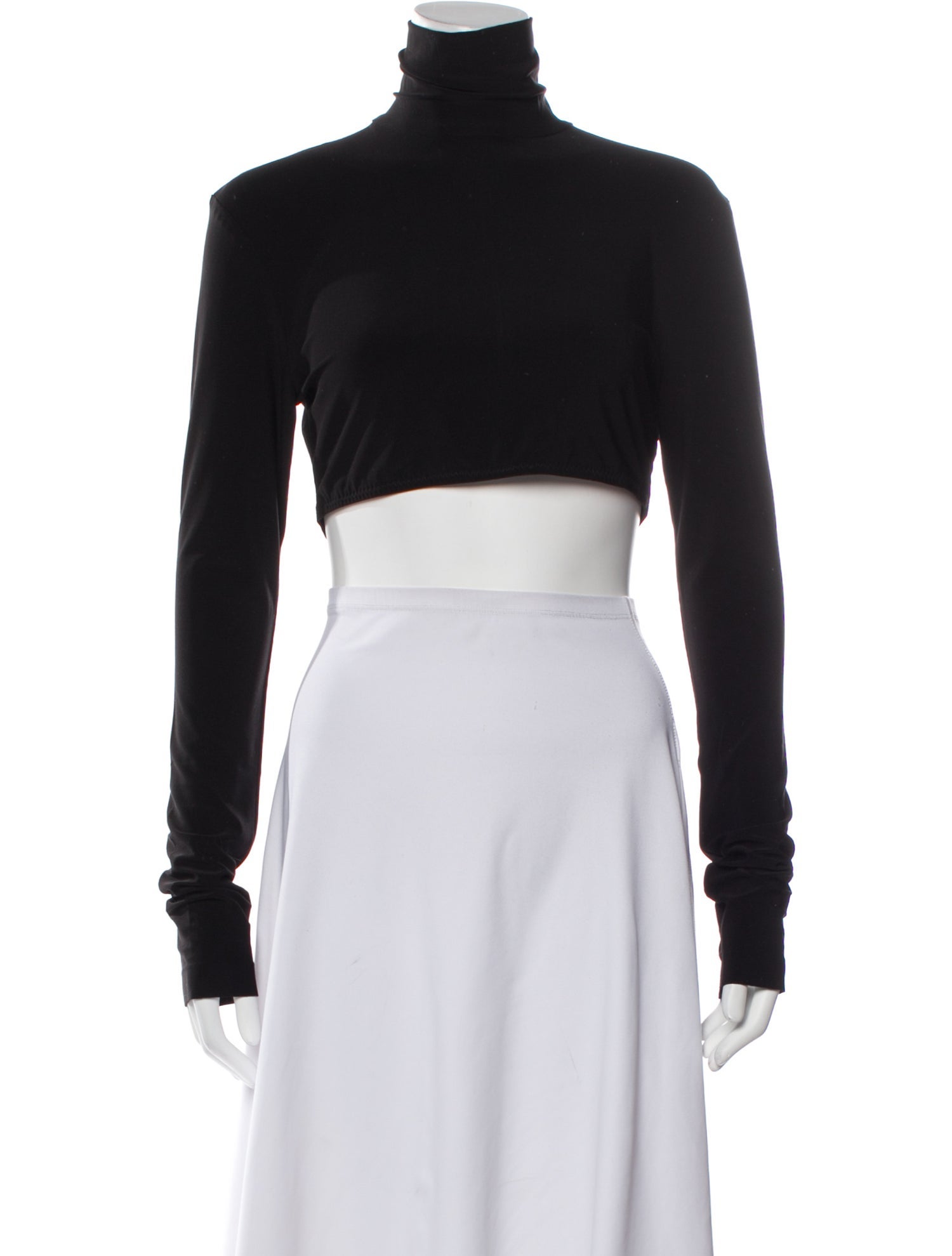 Norma Kamali Turtleneck Long Sleeve Crop Top