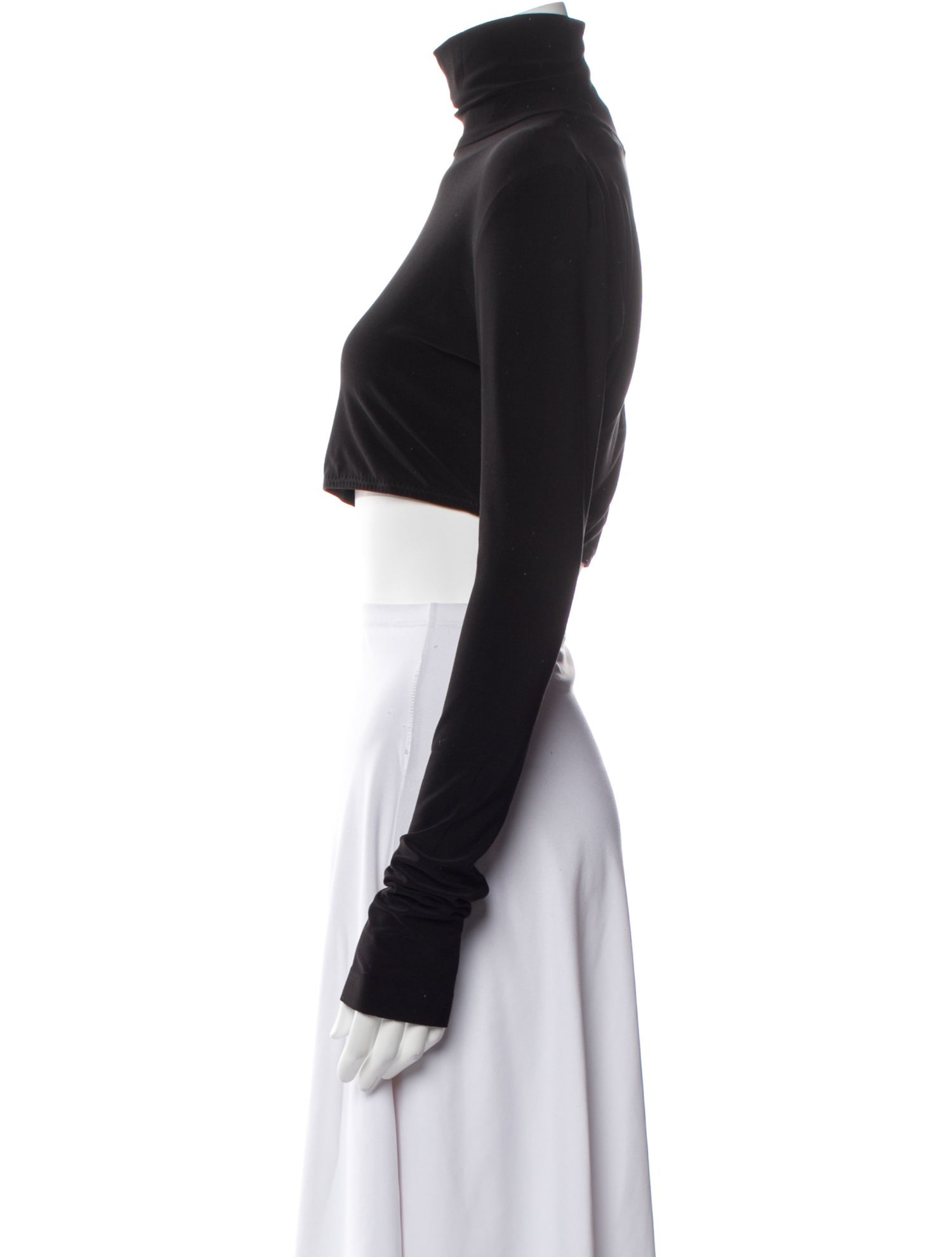 Norma Kamali Turtleneck Long Sleeve Crop Top