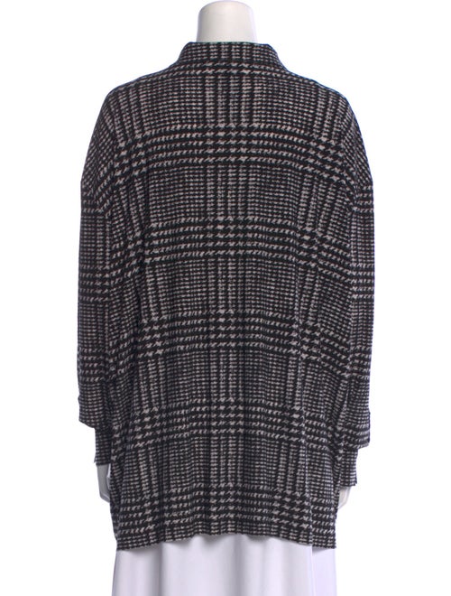 Norma Kamali Plaid Print Long Sleeve Button-Up Top