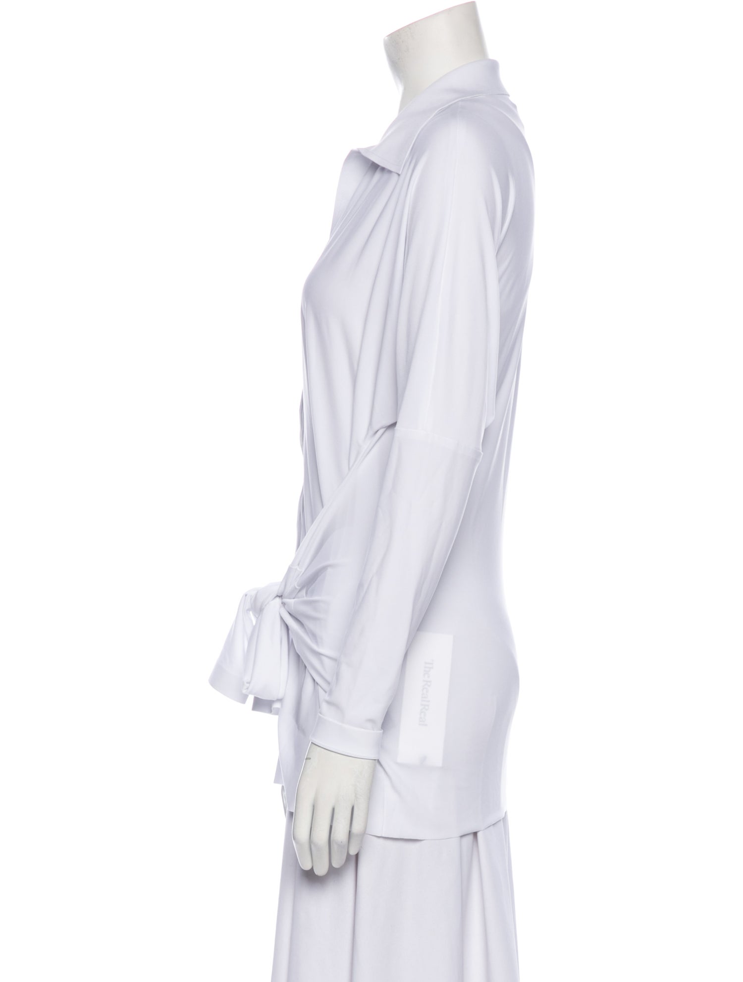 Norma Kamali V-Neck Long Sleeve Polo