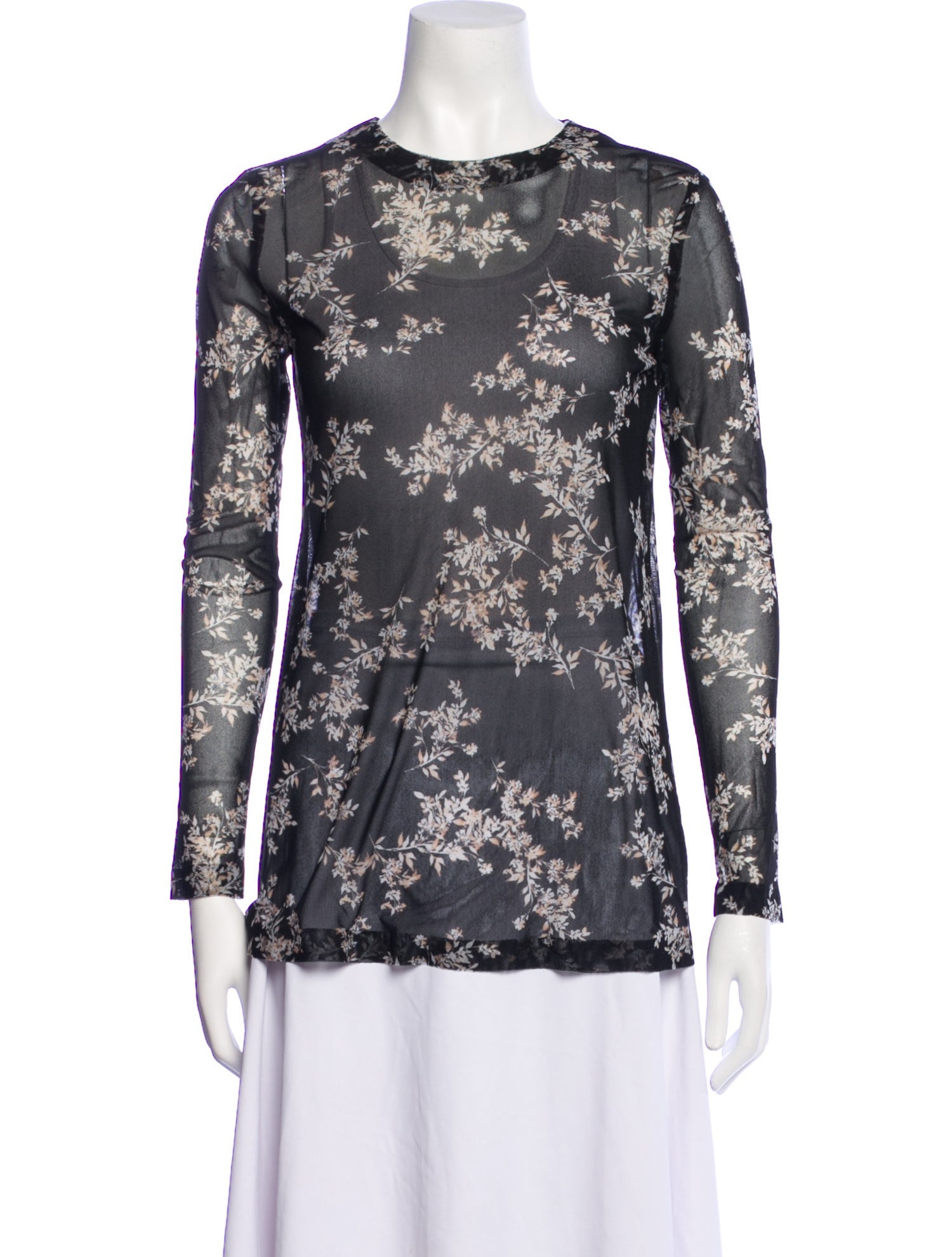 Norma Kamali Nylon Floral Print Blouse
