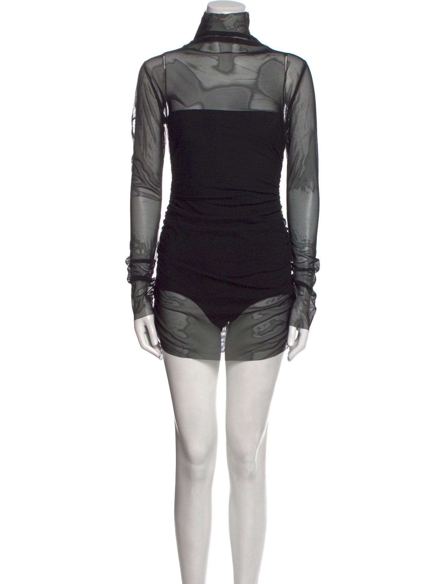 knee length dresses for ladies Women's Norma Kamali Long Sleeve Turtleneck Pickleball Dress - Black