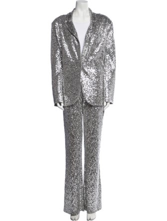 Norma Kamali Patterned Sequin Embellishments Pant Set