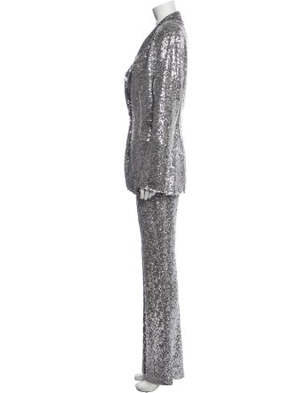 Norma Kamali Patterned Sequin Embellishments Pant Set